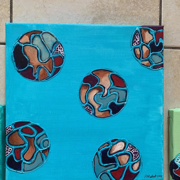 Set of 4 one of a kind original abstract paintings - Picture 2 of 12